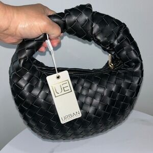 Urban Expressions Black Woven Knot Handle Top Bag Chic Stylish Handbag Purse